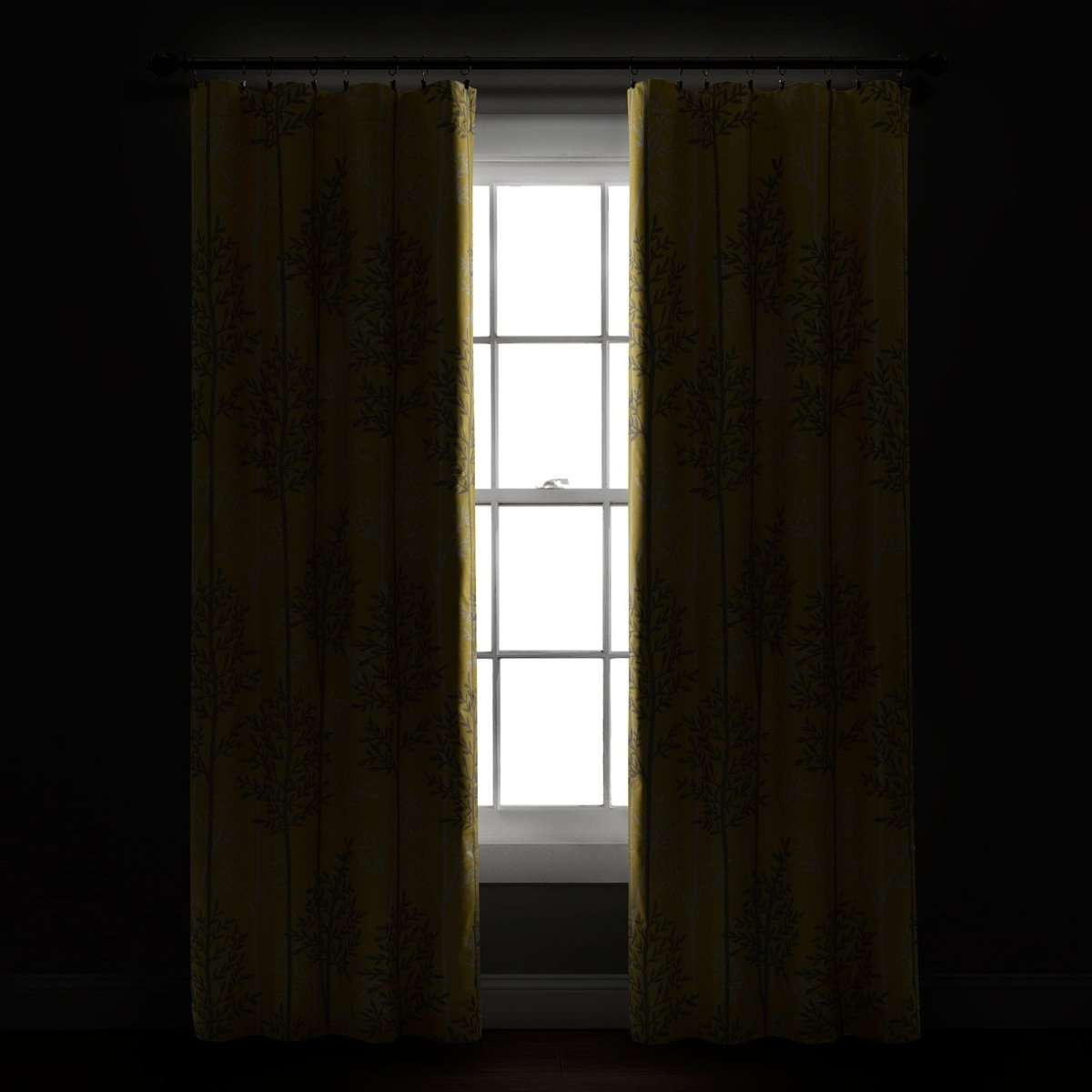 Linear Tree Insulated Rod Pocket Blackout Curtain Panel Set