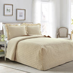 French Country Geo Ruffle Skirt 3 Piece Bedspread Set