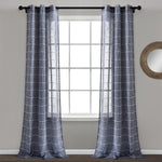 Farmhouse Textured Grommet Sheer Window Curtain Panel Set