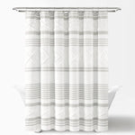 Urban Diamond Stripe Woven Tufted Recycled Cotton Blend Shower Curtain