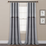 Farmhouse Button Stripe Yarn Dyed Woven Cotton Blend Window Curtain Panel Set