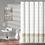 Stripe Yarn Dyed Tassel Fringe Woven Cotton Shower Curtain