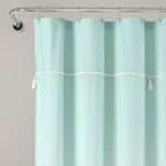 Ombre Embroidery Tassel Cotton Shower Curtain