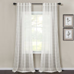 Farmhouse Textured Sheer Back Tab Rod Pocket Window Curtain Panel Set