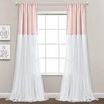 Tulle Skirt Colorblock Window Curtain Panel Set
