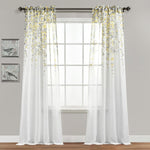 Weeping Flower Sheer Window Curtain Panel Set
