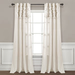 Ruched Waterfall Faux Linen Window Curtain Panel