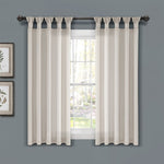 Burlap Knotted Tab Top Window Curtain Panel Set