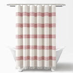 Tucker Stripe Yarn Dyed Knotted Tassel Shower Curtain