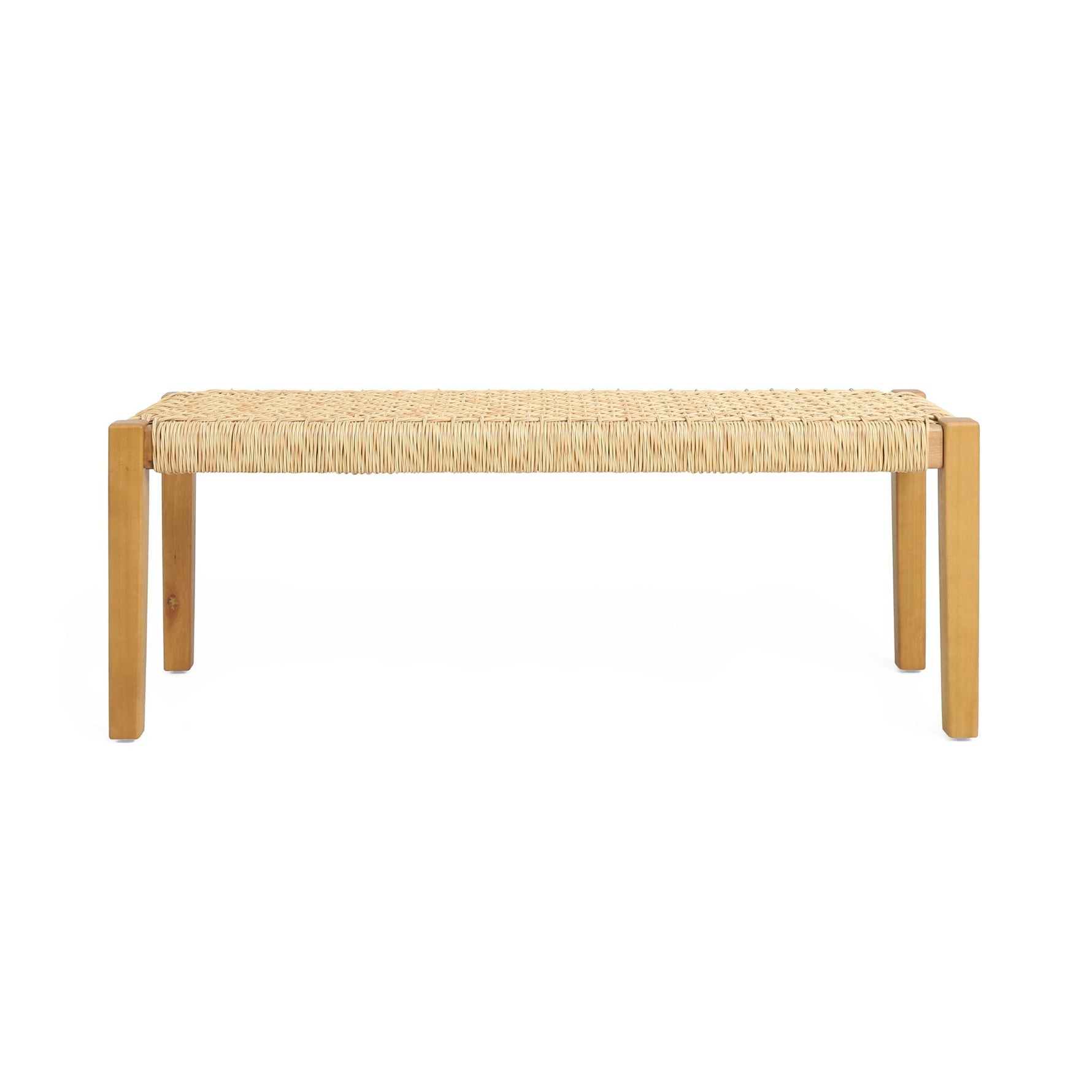 Angie Bench Outdoor Seating Acacia Wood Faux Rattan - Teak