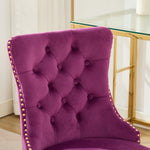 Office Chair Modern Velvet Upholstered Tufted Button (Purple)