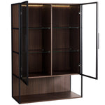 Modern Minimalist 51.2" Tall Lighted Display Cabinet with Tempered Glass