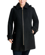 Michael Michael Kors Women's Plus Size Hooded Point-Collar Coat