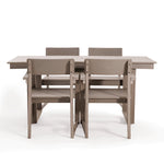 5 Piece Outdoor Dining Set with Umbrella Hole and 4 Armrest Chairs