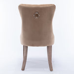 Nikki Collection Modern Tufted Velvet Upholstered Dining Chair - 2 Pieces, Khaki