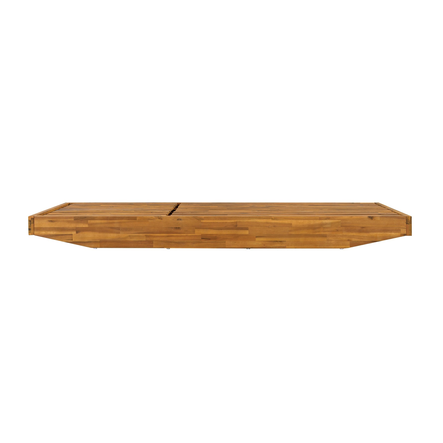 Acacia Wood Chaise Lounge with Cushion - Teak Finish