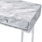 Tigress Printed Faux Marble Top Writing Desk - White
