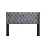 Velvet Button Tufted Upholstered Bed with Wings Design - Queen