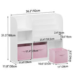 Bookcase And Bookshelf With 3 Collapsible Drawers, Multifunctional Display Stand
