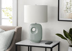 Lighting, 26'h, Table Lamp, Green Ceramic, Ivory / Cream Shade, Contemporary, Modern
