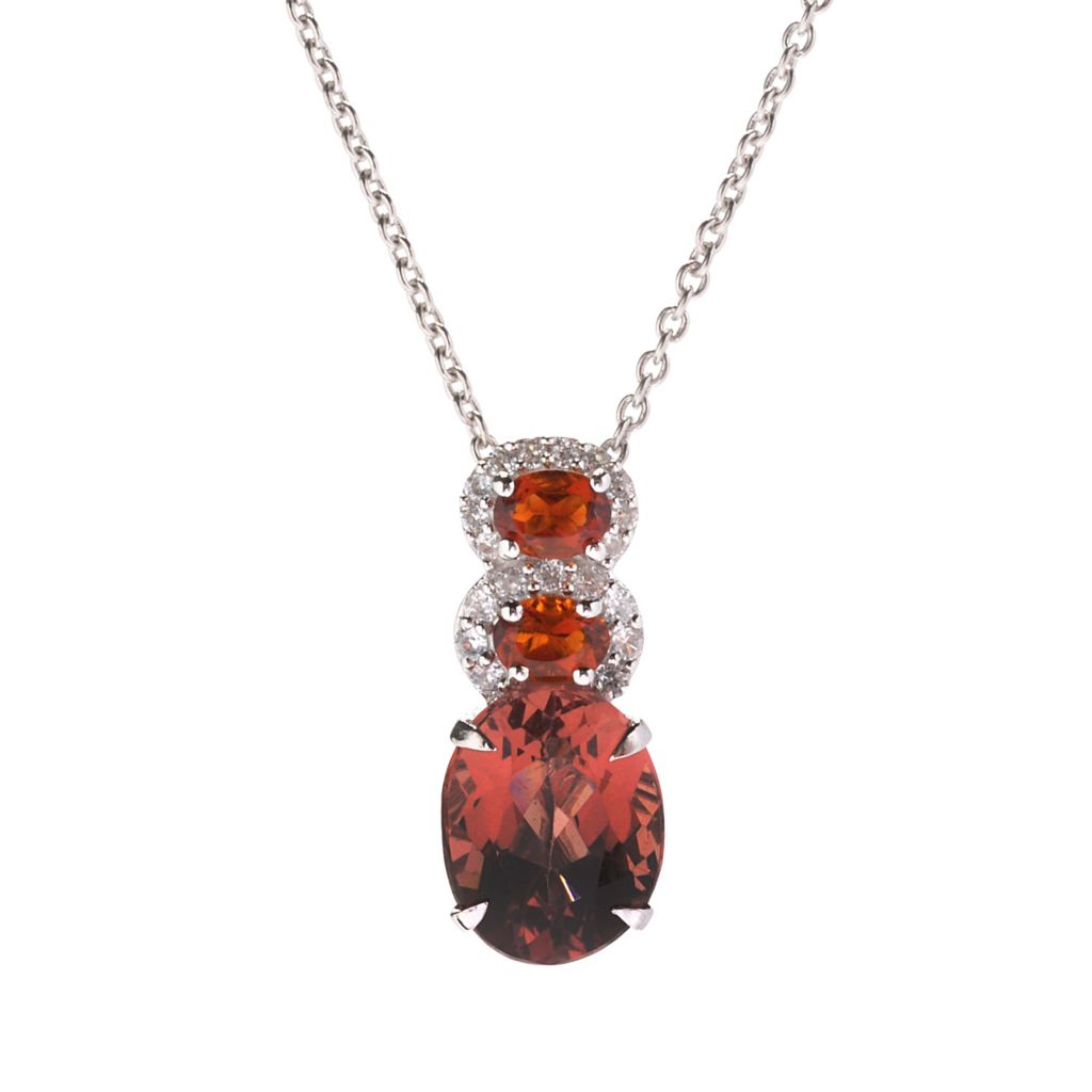 3.10ctw Oval Apatite & Multi Gemstone Pendant w/ 18" Chain