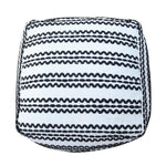 Lani Handcrafted Fabric Pouf - Durable Cotton Square in Natural / Black