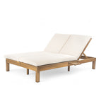 TREXM 5-Position Adjustable Backrest Double Chaise Lounge Outdoor
