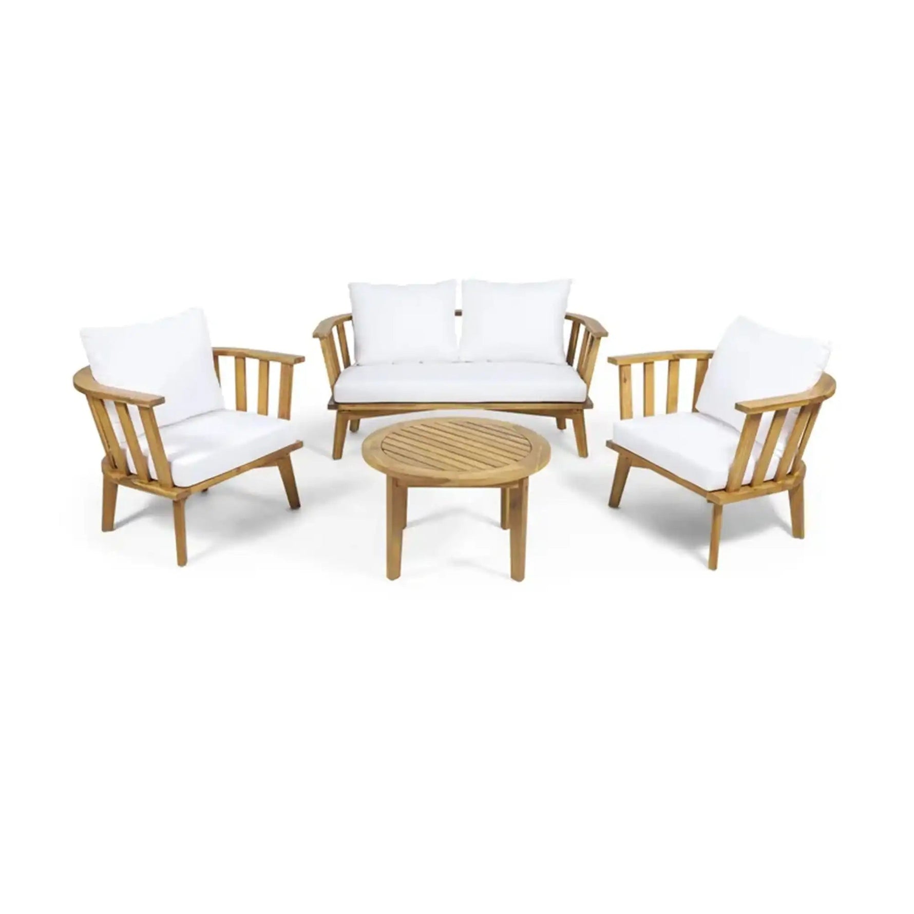Patio Furniture Set, Outdoor Acacia Wood Patio Club Chair With Table