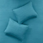 8 Piece Printed Seersucker Comforter and Quilt Set Collection Aqua Full/Queen