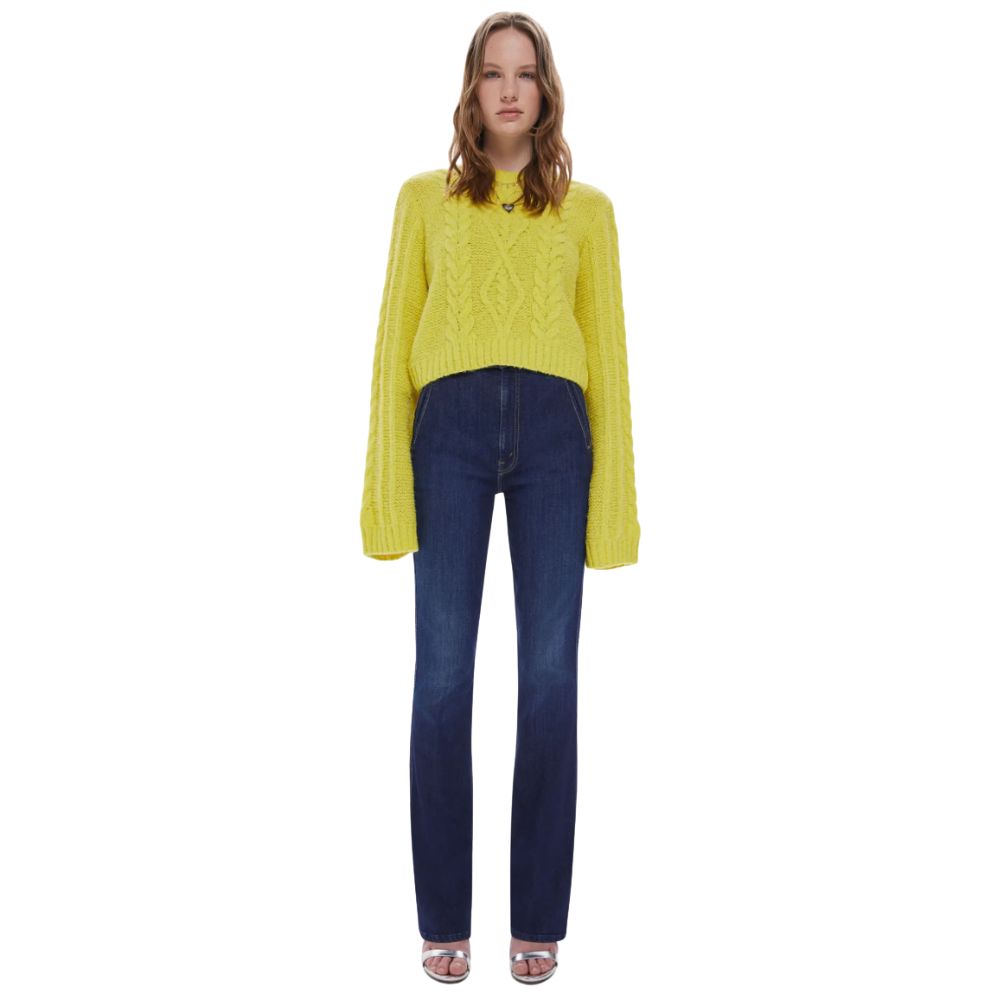 MOTHER Extended Sleeve Crop Cable Sweater