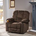 Luxurious Manual Recliner Chair with Skin-Friendly Fabric and Dual Cup Holders