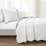 Coastal Chic Scalloped Edge Reversible Quilt 3 Piece Set