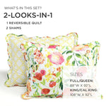 Leilani Watercolor Scallop Edged Floral 3 Piece Quilt Set