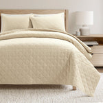 Haniya Solid Waffle Woven Cotton Textured Quilt Set