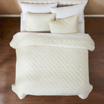 Haven Velvet Embroidered Stitch Cozy Super Soft Quilt 3 Piece Set
