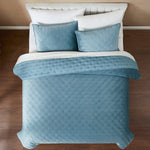 Haven Velvet Embroidered Stitch Cozy Super Soft Quilt 3 Piece Set