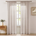 Milla Knitted Textured Sheer Window Curtain Panel Pair