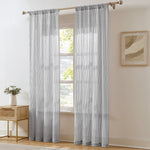 Milla Knitted Textured Sheer Window Curtain Panel Pair