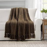 Tulum Boucle Textured Woven Fringed Throw Blanket