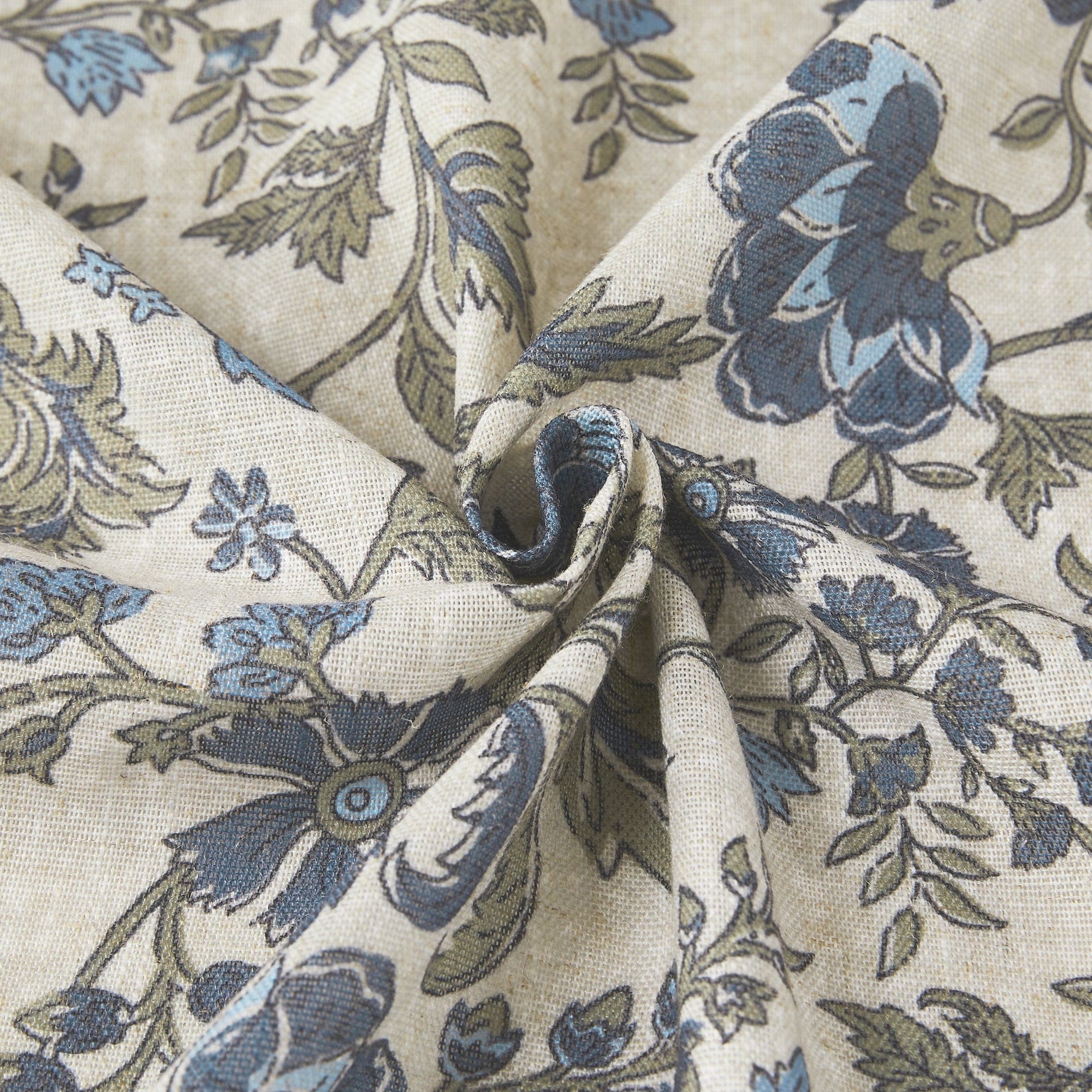 Lillian Block Print Linen Textured Shower Curtain