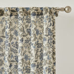 Lillian Block Print Linen Textured Window Curtain Panels