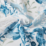 Oceana Watercolor Sea Life Linen Textured Shower Curtain