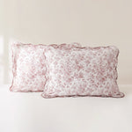 Peony Toile Reversible Cotton Quilt Set