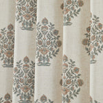 Sofia Flower Block Bouquet Linen Textured Window Curtain Panels