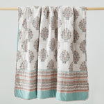 Sofia Flower Block Bouquet Reversible Cotton Throw Blanket