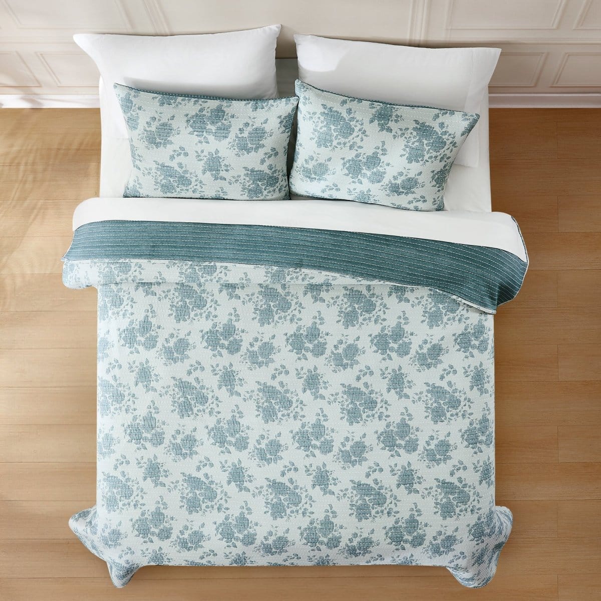 Rose Garden Pick Stitch Jacquard Matelasse Coverlet Set