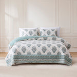 Sofia Flower Block Bouquet Reversible Cotton Quilt 3Pc Set