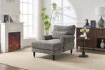 Modern Grey Upholstered Chaise Lounge Sofa Recliner
