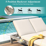 TREXM 5-Position Adjustable Backrest Double Chaise Lounge Outdoor