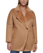 Calvin Klein Women's Faux Shearling Coat Brown Size Medium